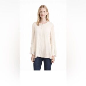 Lafayette 148 New York 100% Silk Pleated Shelia Bell Sleeve Blouse Size XL NWT